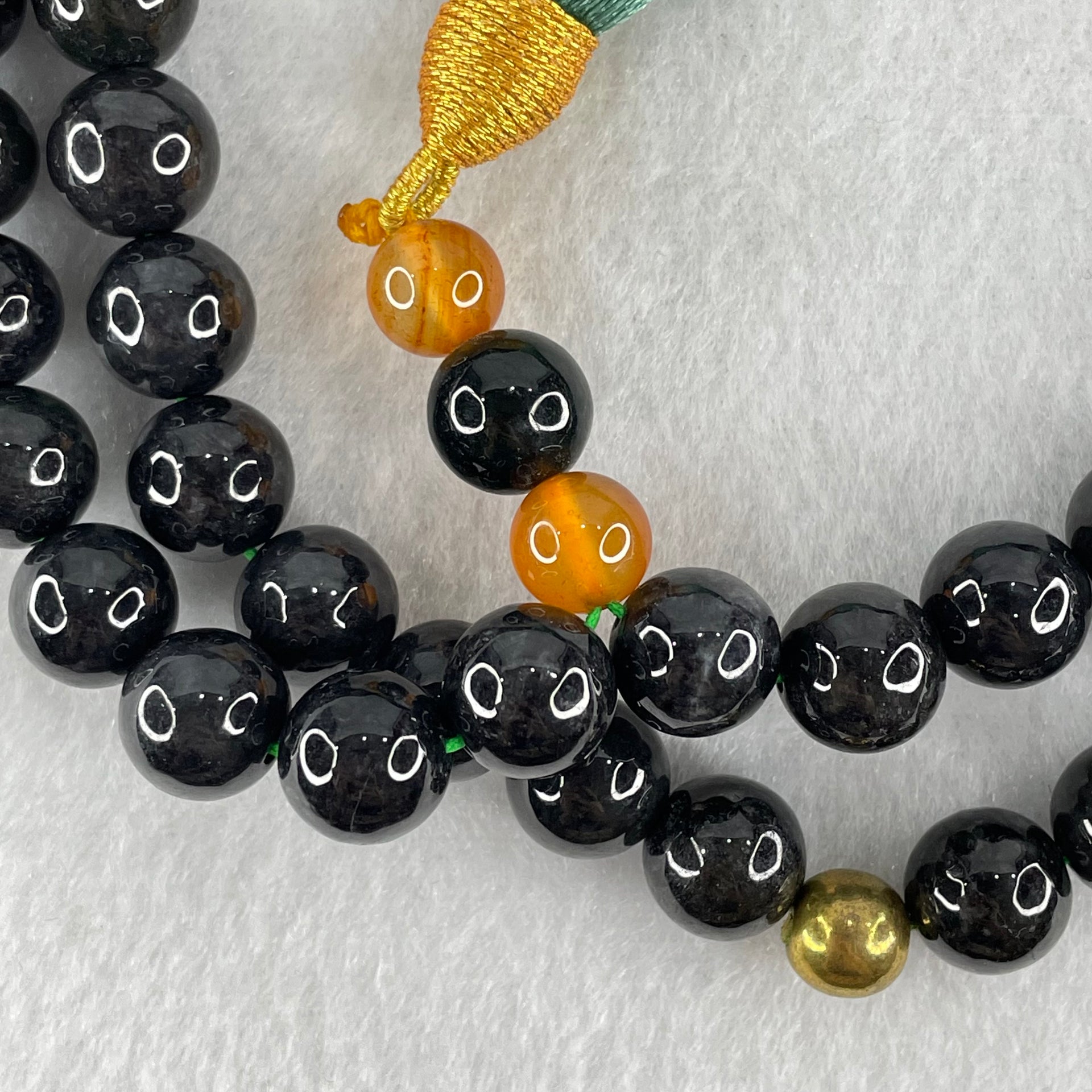 Type A Opaque Wuji Black Jadeite Beads Necklace 138.78g 74cm 10.2mm 76 Beads - Huangs Jadeite and Jewelry Pte Ltd