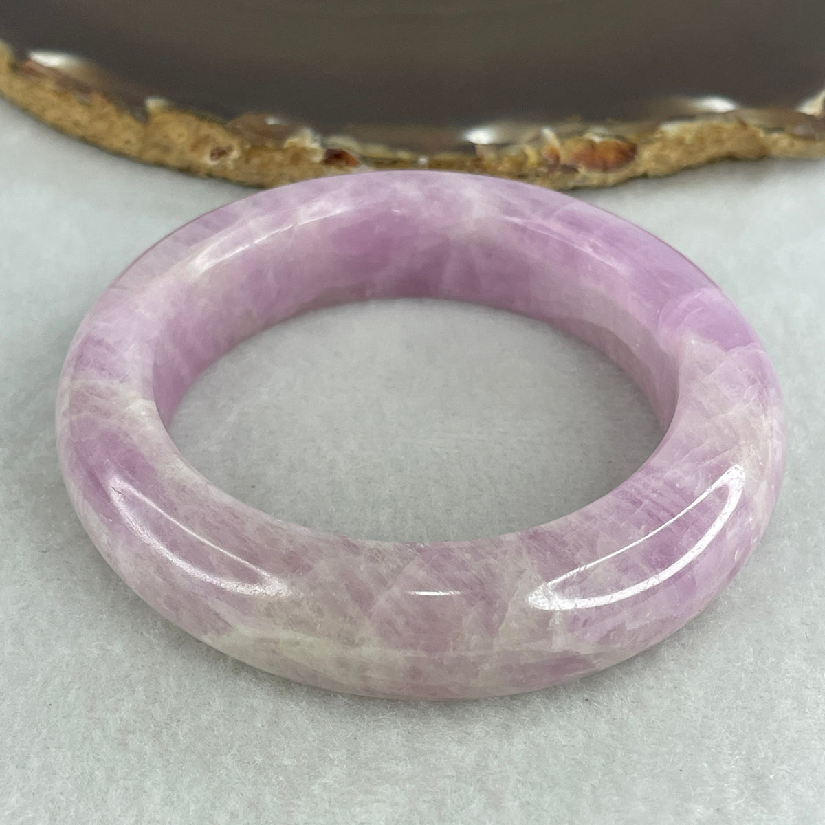 Natural Pink Rose Quartz Bangle | (92.58g | 54.4mm Inner Diameter | 15.4x11.6mm | Internal Line | Synergy, Romantic Attraction, Self-Love Magnet & Aura Soothing Shield)