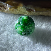 Natural Type A Lao Keng Old Mine Green Jadeite Flora Carving Bead Charm 1.32g 11.0mm - Huangs Jadeite and Jewelry Pte Ltd