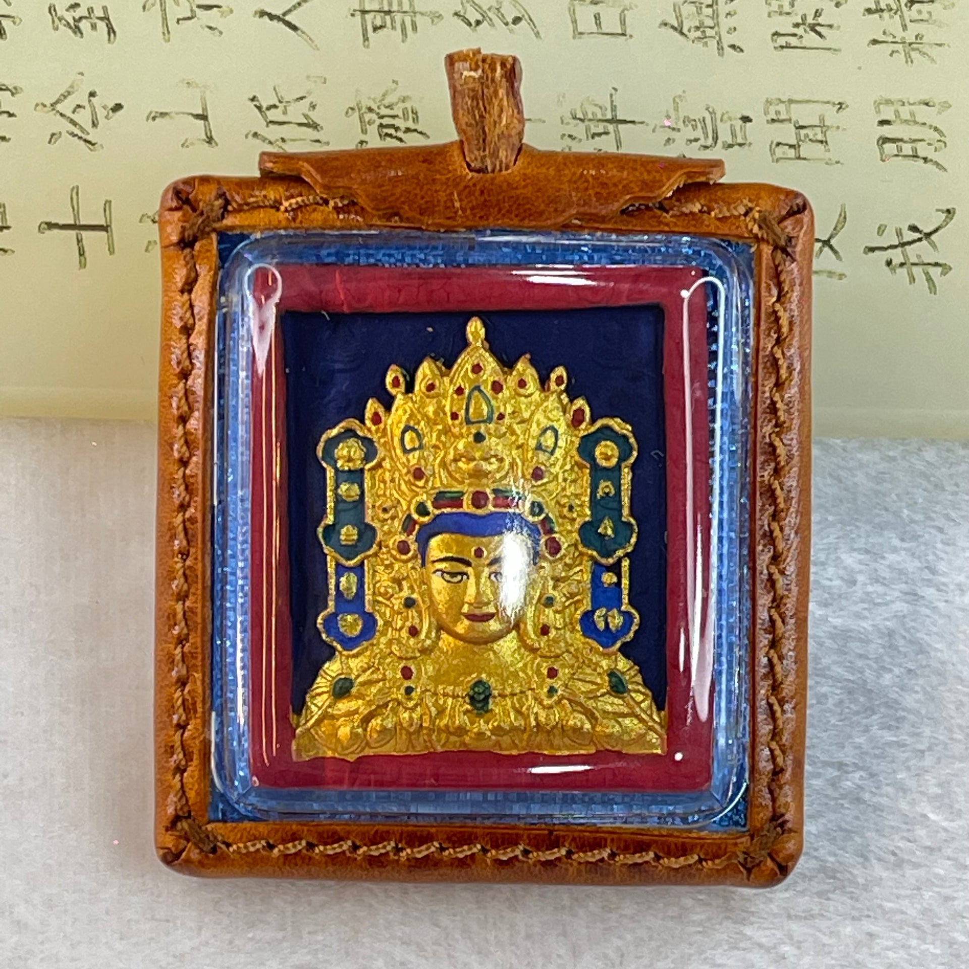 Authentic Thai Butterfly Buddha in Acrylic and Leather Pendent 31.82g 57.4 by 50.9 by 19.3mm - Huangs Jadeite and Jewelry Pte Ltd