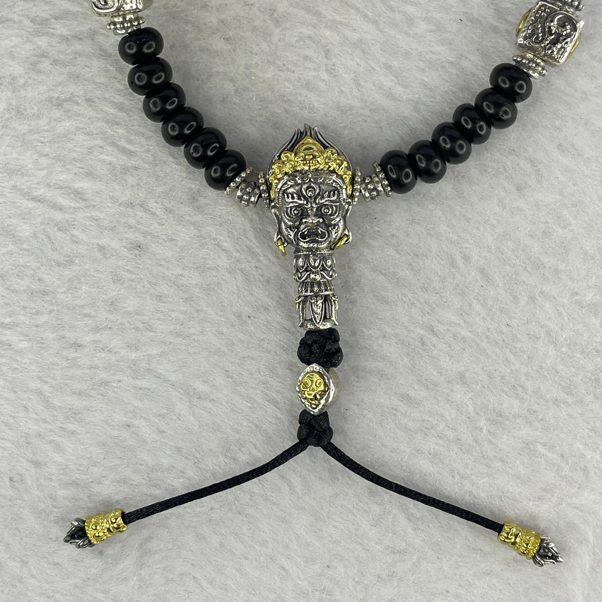 925 Sliver Hell God with Coconut Husk Beads Bracelet 17.21g 27.1 by 13.0 by 9.1 mm - Huangs Jadeite and Jewelry Pte Ltd