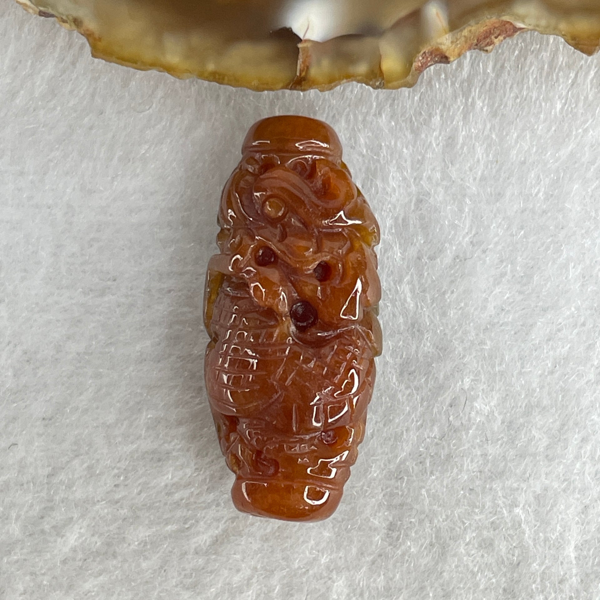 Certified Natural Type A Reddish Brown with Blueish Green Jadeite Dragon Charm 6.97g 30.4 by 13.2 by 10.8mm - Huangs Jadeite and Jewelry Pte Ltd