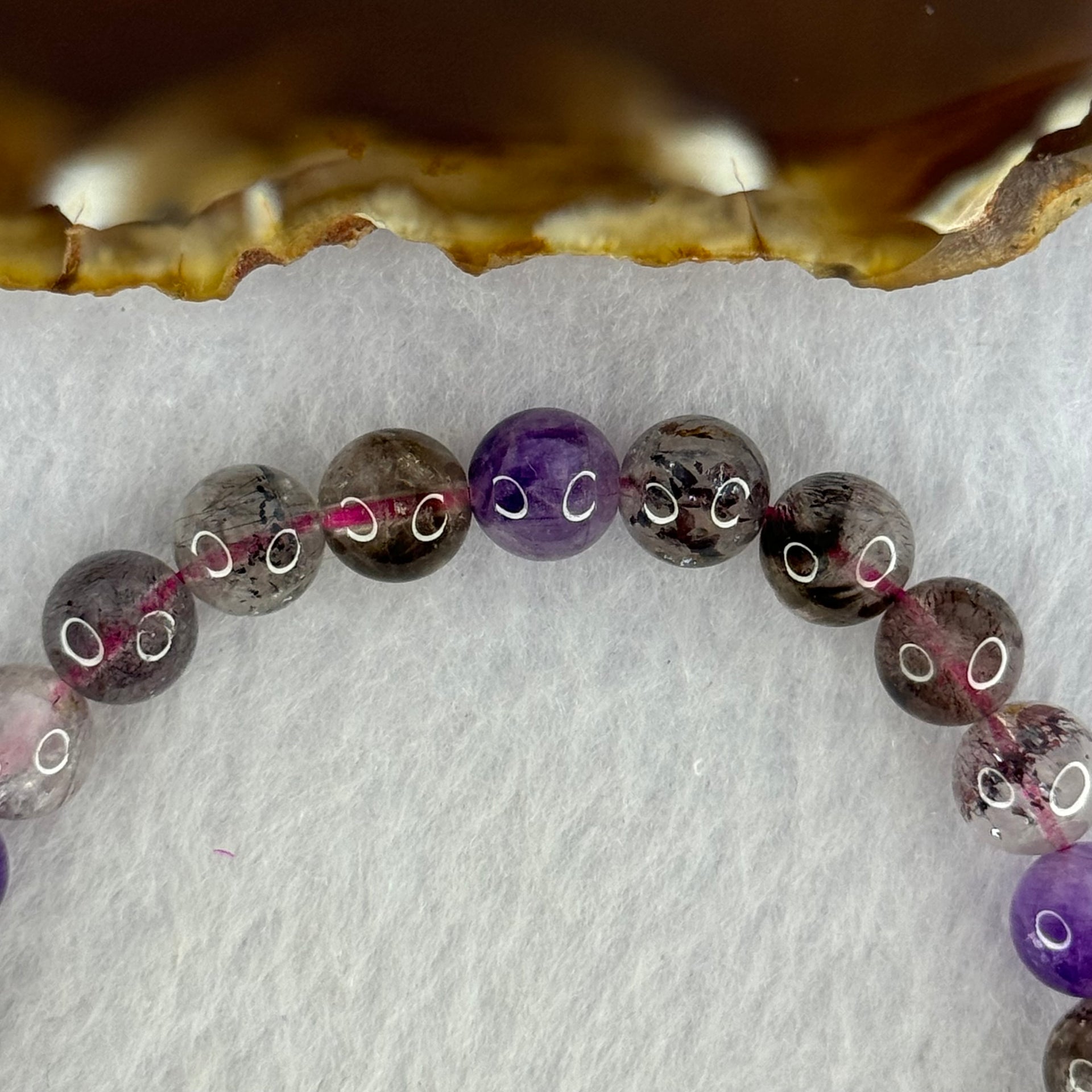 Natural Super 7 Beads Bracelet 19.26g 17cm 8.3mm 25 Beads - Huangs Jadeite and Jewelry Pte Ltd