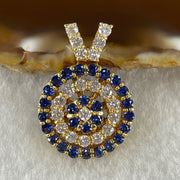 Natural Round Brilliant Blue Sapphire with Round Brilliant Cut Shape Diamonds in 18K Yellow Gold Tripple Rotating Pendant S1.5 with Melees D1.2 ct Total 11.7g 29.1 by 20.4 by 10.7mm - Huangs Jadeite and Jewelry Pte Ltd