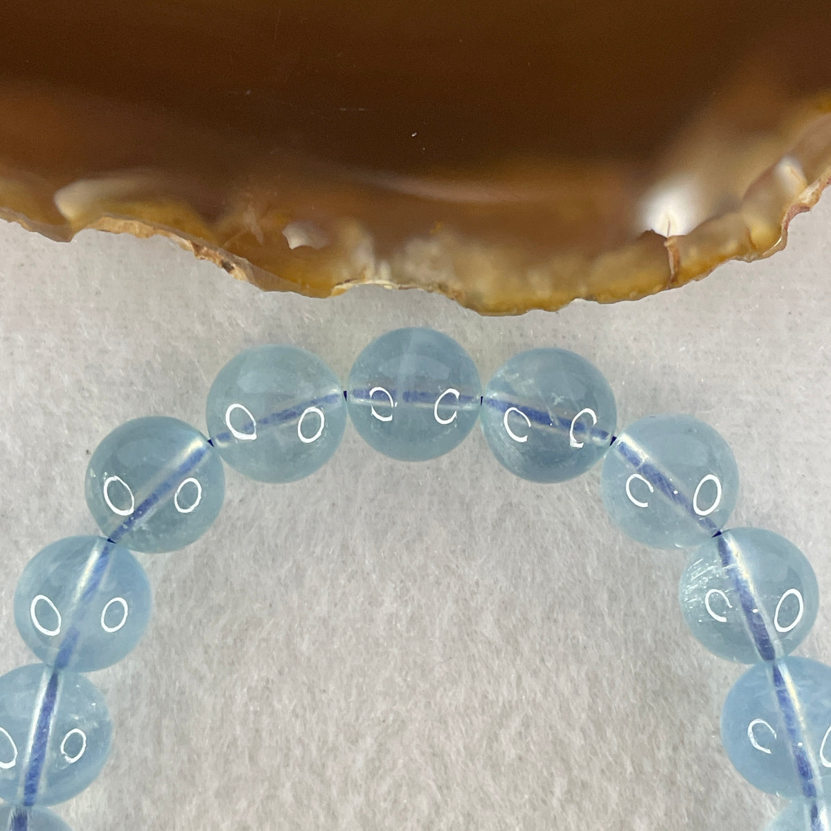 Certified Above Average Natural Aquamarine Beads Bracelet | 16.5cm with 20 Beads 10.2mm (29.07g | Ocean Blue Translucency | Throat & Third Eye Chakra Harmony, Tranquil Communication & Serene Wealth Shield)