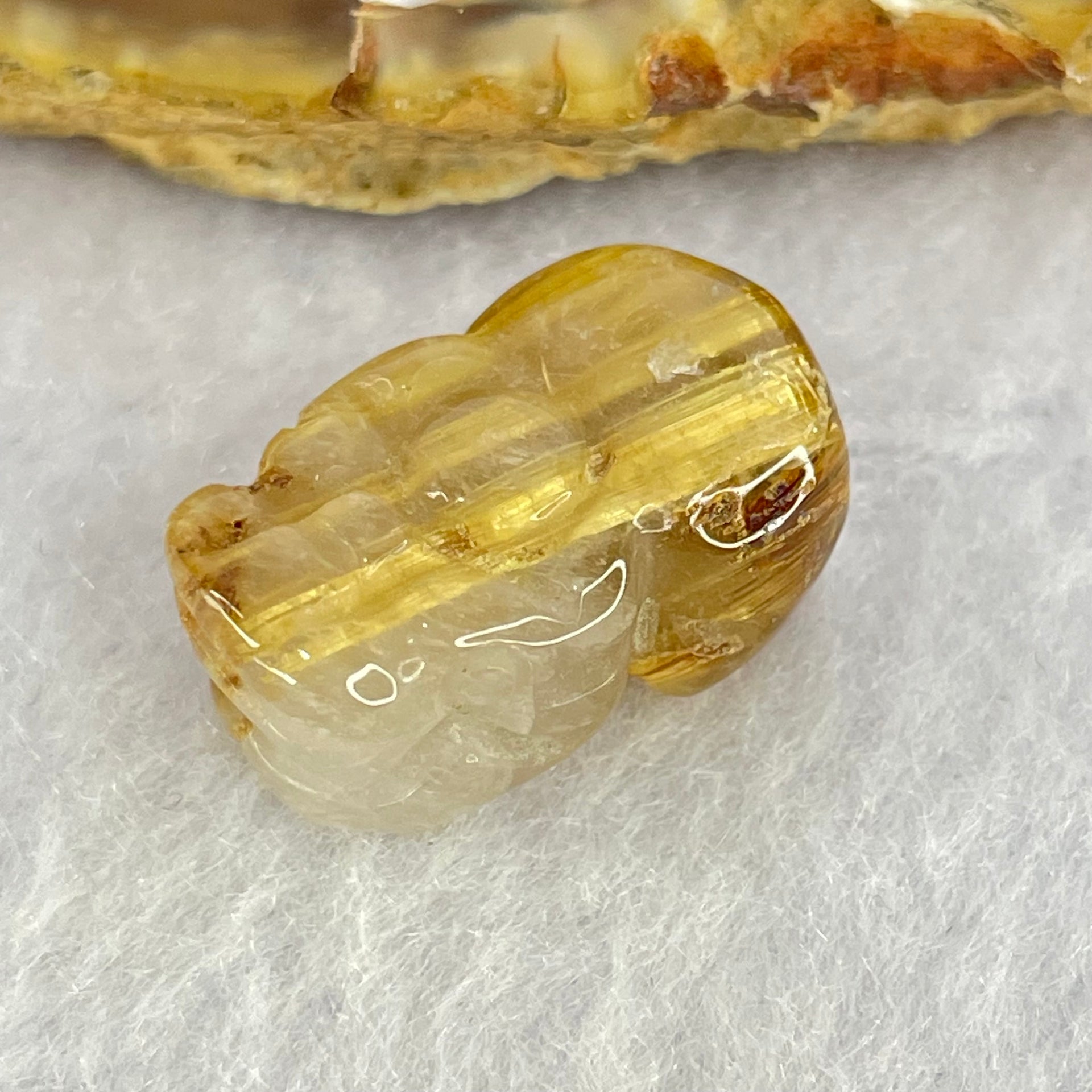 Natural Golden Rutilated Quartz Pixiu Charm 4.07g 20.6 by 12.3 by 9.5mm - Huangs Jadeite and Jewelry Pte Ltd