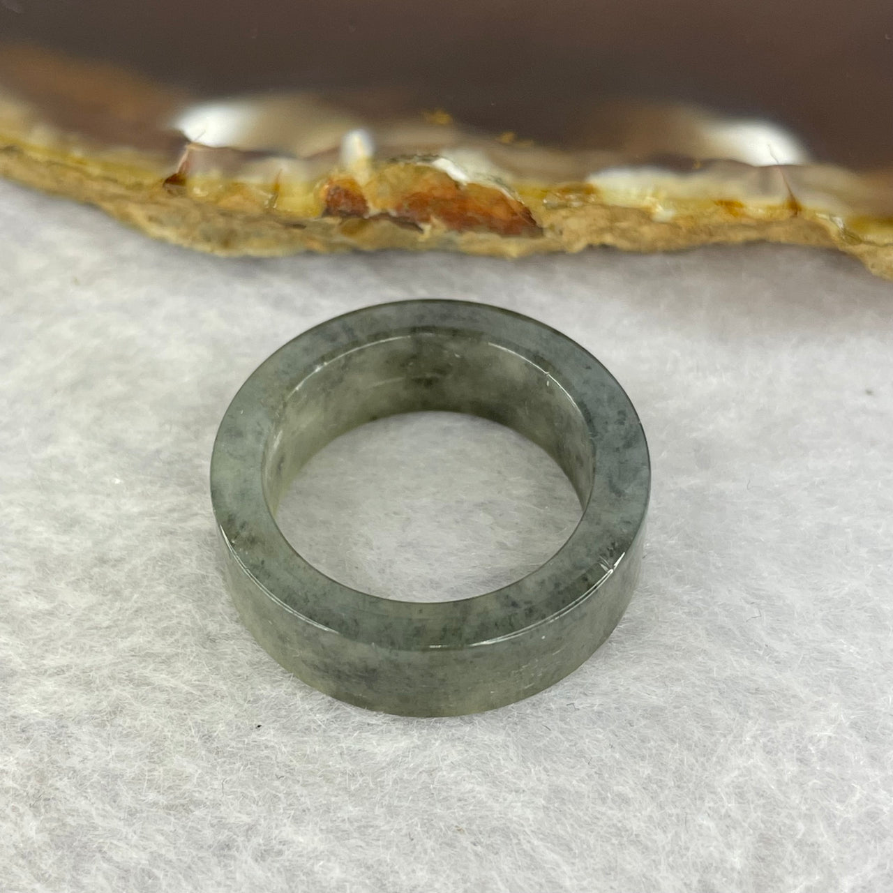 Type A Semi Icy Grey Wuiji Jadeite Ring 4.74g 7.2 by 3.2mm US 7.5/ HK 16.5 (Close to Perfect) - Huangs Jadeite and Jewelry Pte Ltd