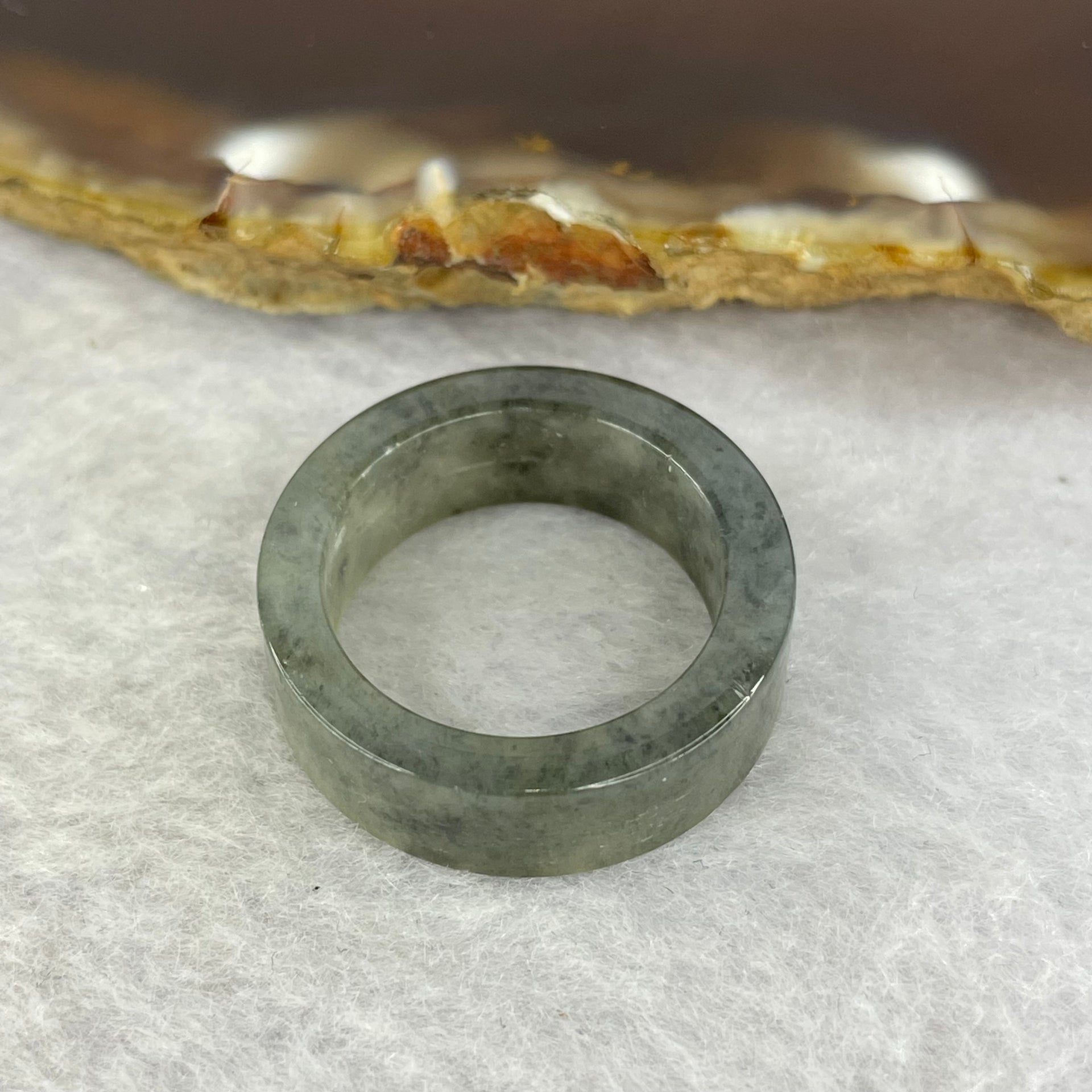 Type A Semi Icy Grey Wuiji Jadeite Ring 4.74g 7.2 by 3.2mm US 7.5/ HK 16.5 (Close to Perfect) - Huangs Jadeite and Jewelry Pte Ltd