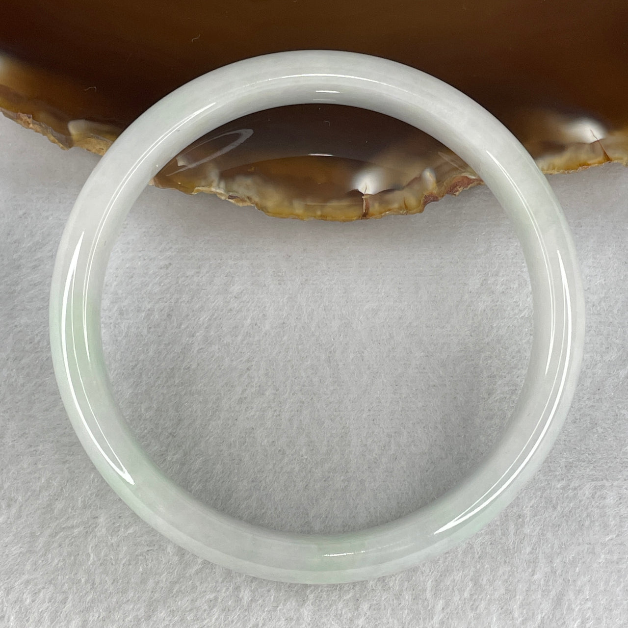 59.8mm Genuine Type A Jadeite Bangle - Large Size Faint Green Natural Jadeite Jewelry - 43.84g Wide Untreated Jade Bracelet for Women 12.0x6.6mm Wide (Slight Internal Lines)