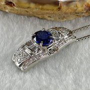 High Grade Natural Royal Blue Sapphire 1.8ct Natural Diamonds 0.45ct Platinum PT950 Pendant 6.98g with PT900 Necklace 3.95g Max 44cm Adjustable Total 10.93g - Huangs Jadeite and Jewelry Pte Ltd