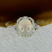 18K White Gold Type A White Jadeite with diamonds Ring 4.47g 12.7 by 10.9 by 4.5mm US6.5 HK14 - Huangs Jadeite and Jewelry Pte Ltd