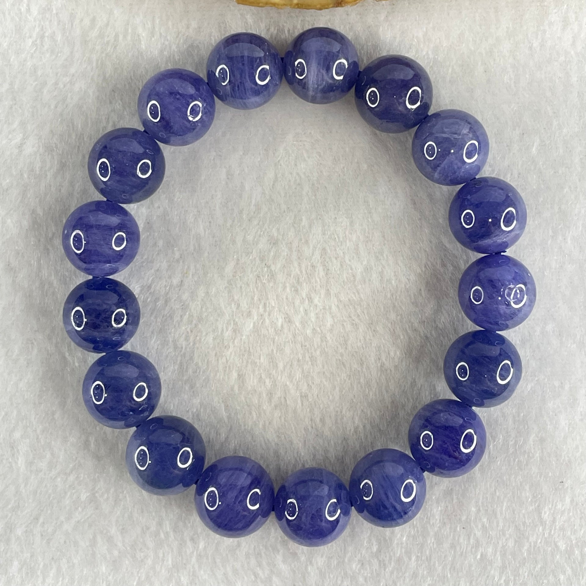 Good Grade Natural Blue Tanzanite Beads Bracelet 45.98g 15.5cm 11.8mm 17 Beads - Huangs Jadeite and Jewelry Pte Ltd