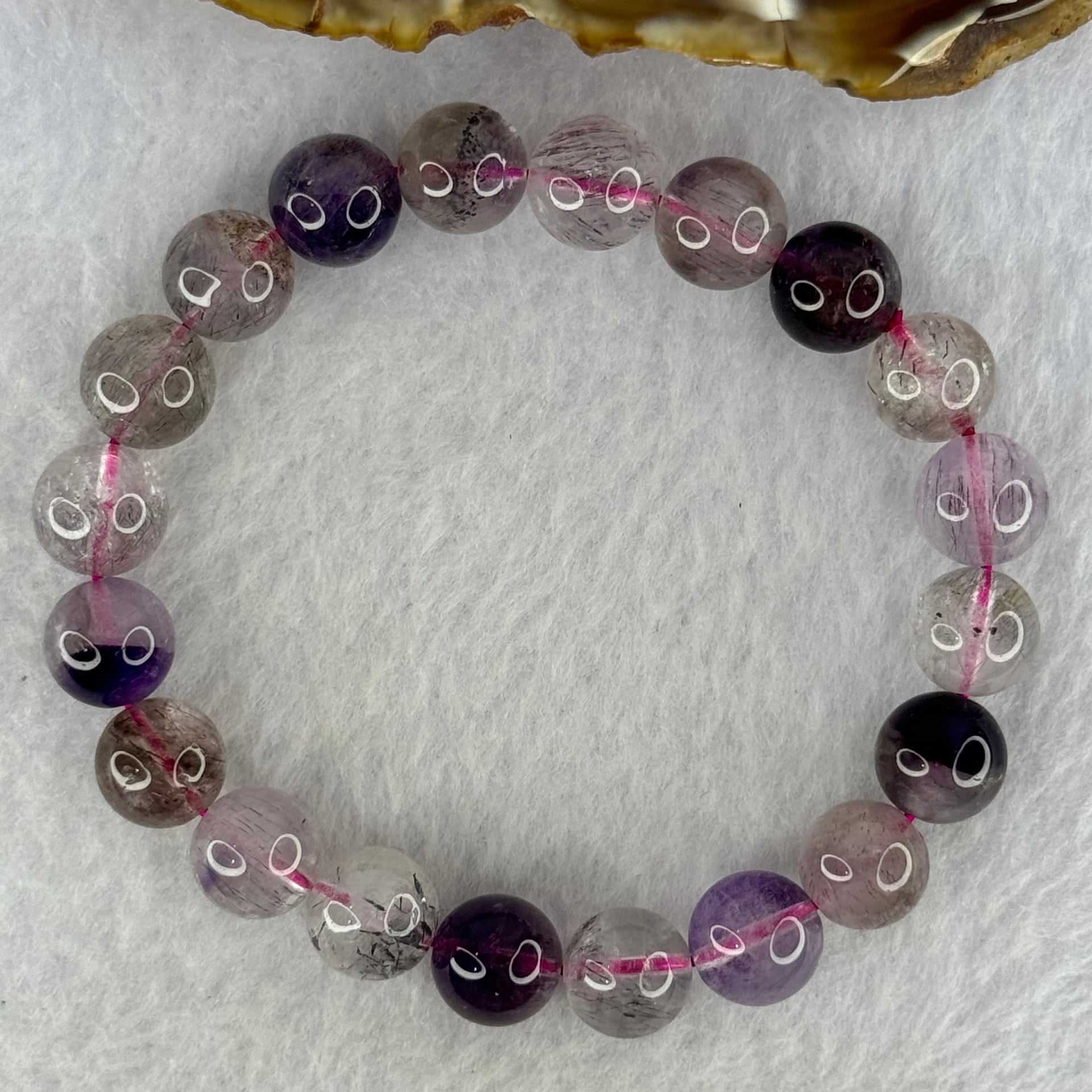 Natural Super 7 Beads Bracelet 29.63g 17.5cm 10.3mm 20 Beads - Huangs Jadeite and Jewelry Pte Ltd
