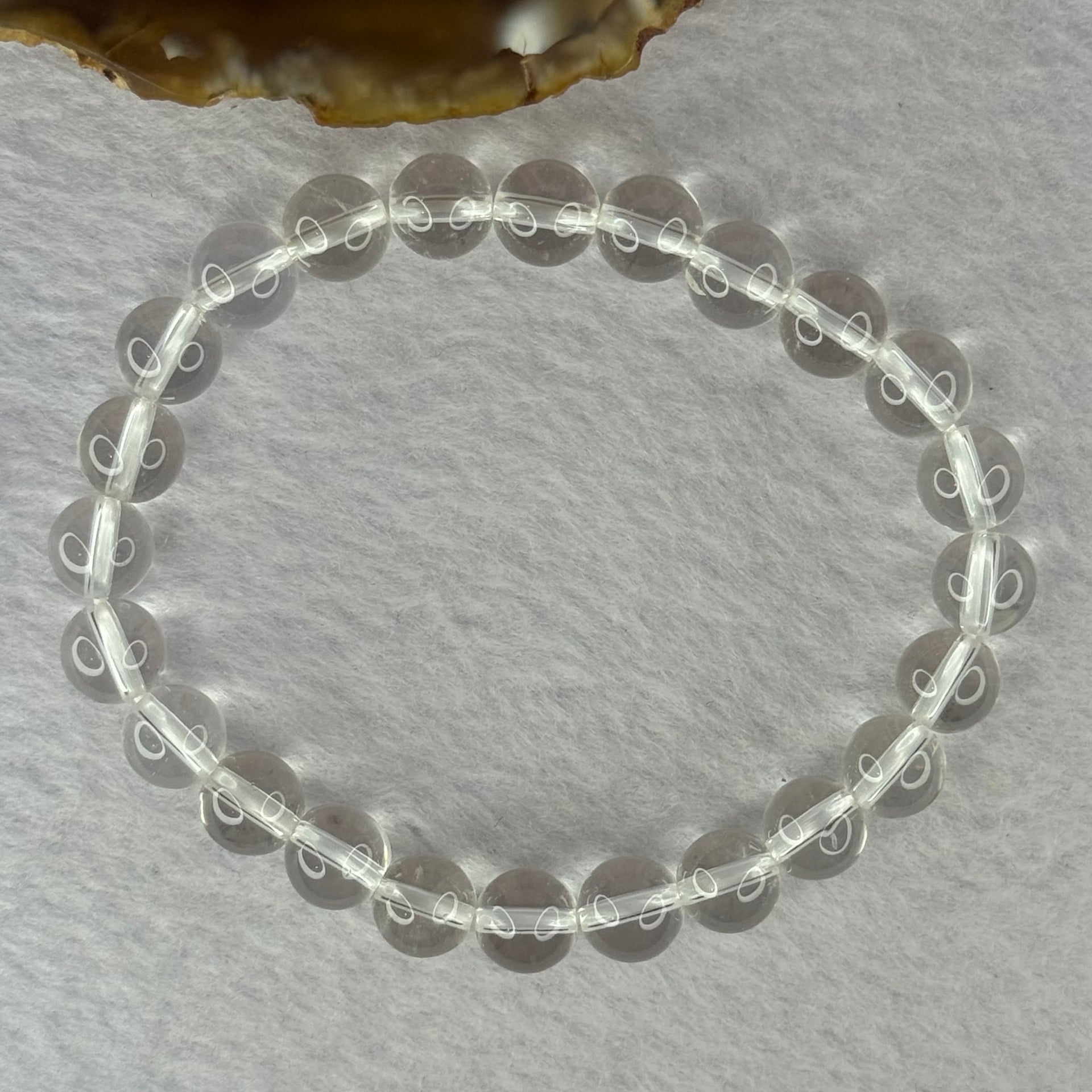 Natural Clear Quartz Bracelet 天然白水晶手链 18.79g 16.5cm 8.4mm 24 Beads - Huangs Jadeite and Jewelry Pte Ltd