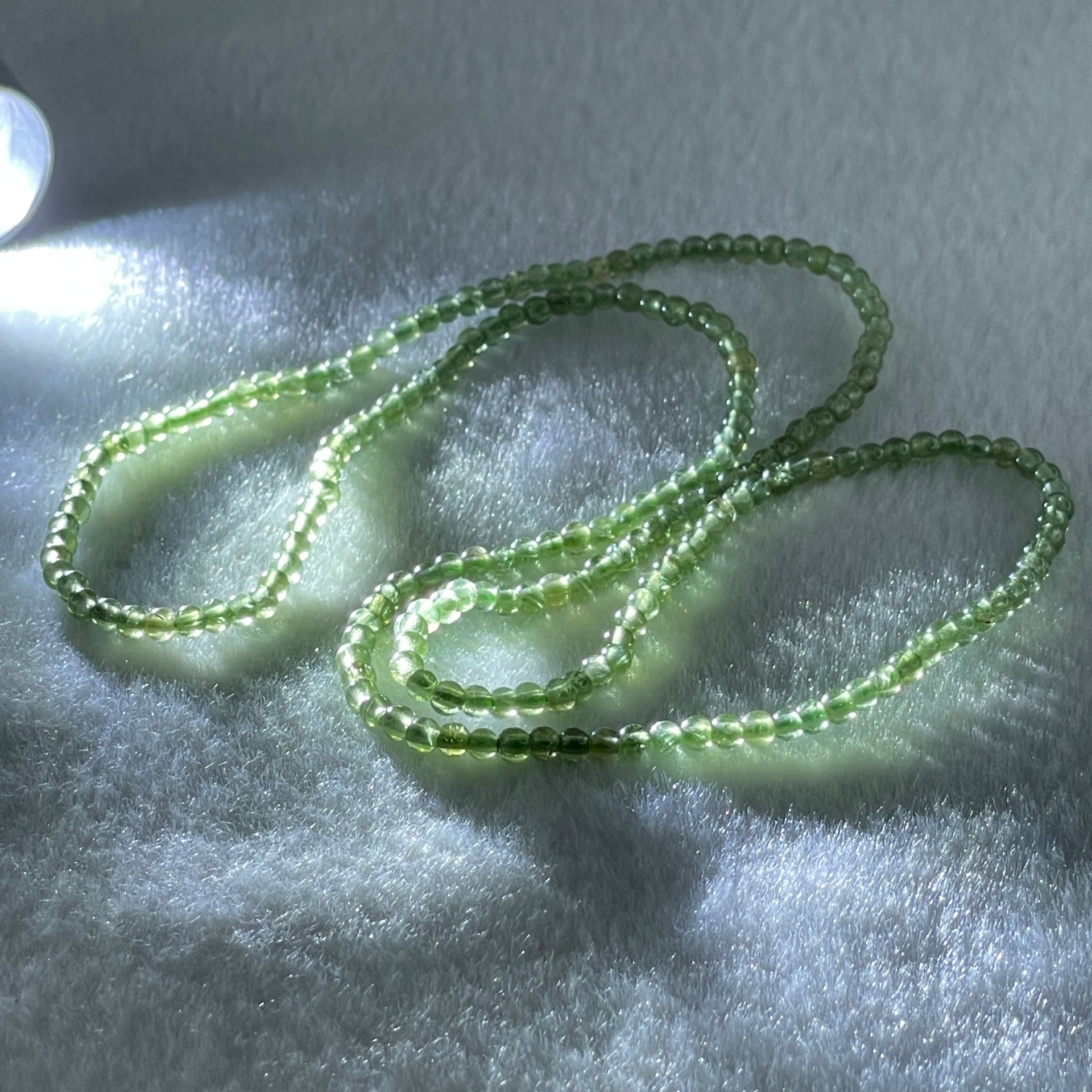 Natural Green Peridot Beads Necklace 8.59g 52cm 3.2mm 204 Beads - Huangs Jadeite and Jewelry Pte Ltd