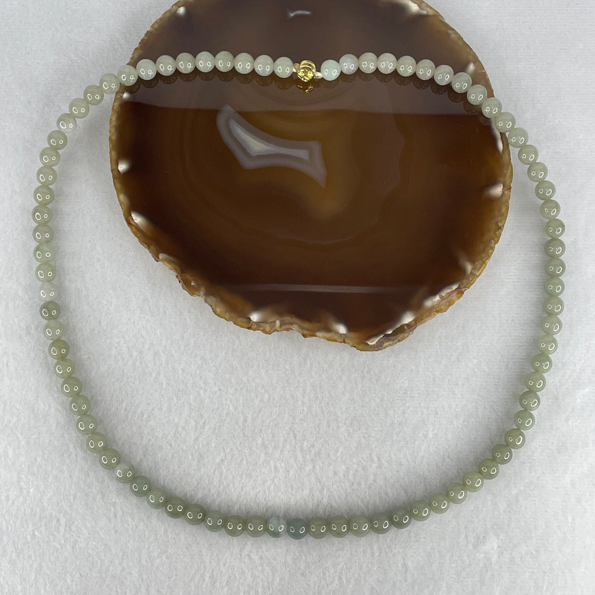 Natural Type A Light Green Jadeite Beads Necklace | Untreated Fei Cui Gemstone Strand (65.01g | 7.8mm Beads | 80 Beads | 60cm Length)