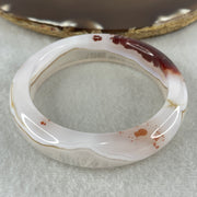 Natural White with Red Flower Agate Bangle 50.12g Inner Diameter 56.0mm 14.0 by 9.0mm - Huangs Jadeite and Jewelry Pte Ltd