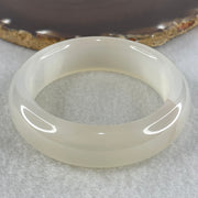 Natural White Agate Bangle | (64.79g | 54.8mm ID | 17.5 x 9.4mm | Close to Perfect | Auric Purification & Sovereign Serenity Anchor, Feng Shui Peace & Executive Wide Statement Bangle) - Huangs Jadeite and Jewelry Pte Ltd