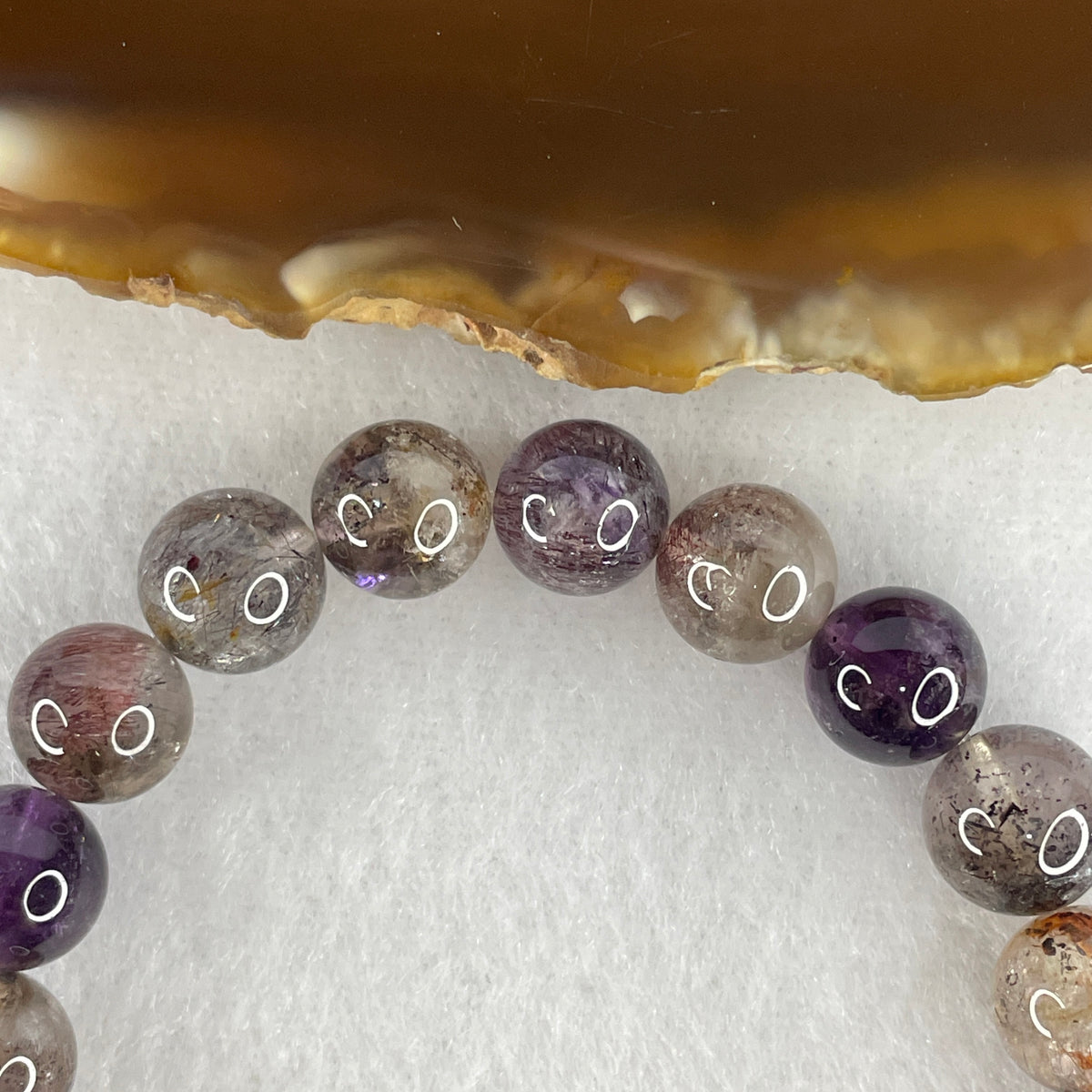 Certified Good Grade Natural Black Super 7 Crystal Beads Bracelet | 15.5cm Strand of 21 Beads 9.3mm (22.01g | Root Grounding, Manifestation & Aura Shield)