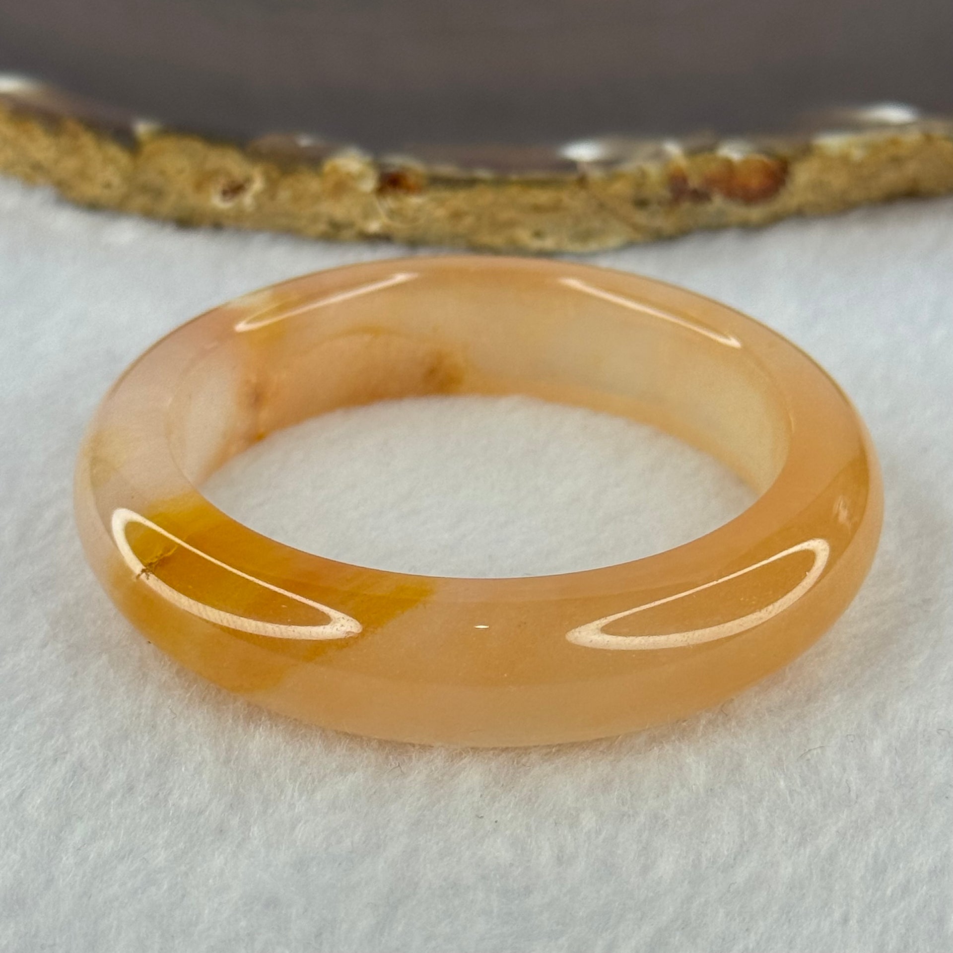 Transparent Peach Yellow Quartzite Jade Bangle 天山水沫玉手镯 43.05g Internal Diameter 48.3mm 13.3 by 9.3mm - Huangs Jadeite and Jewelry Pte Ltd