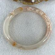 Natural Pinkish Flower Agate Oval Bangle 37.29g Internal Diameter 60.3mm 12.9 by 7.3mm (Perfect) - Huangs Jadeite and Jewelry Pte Ltd