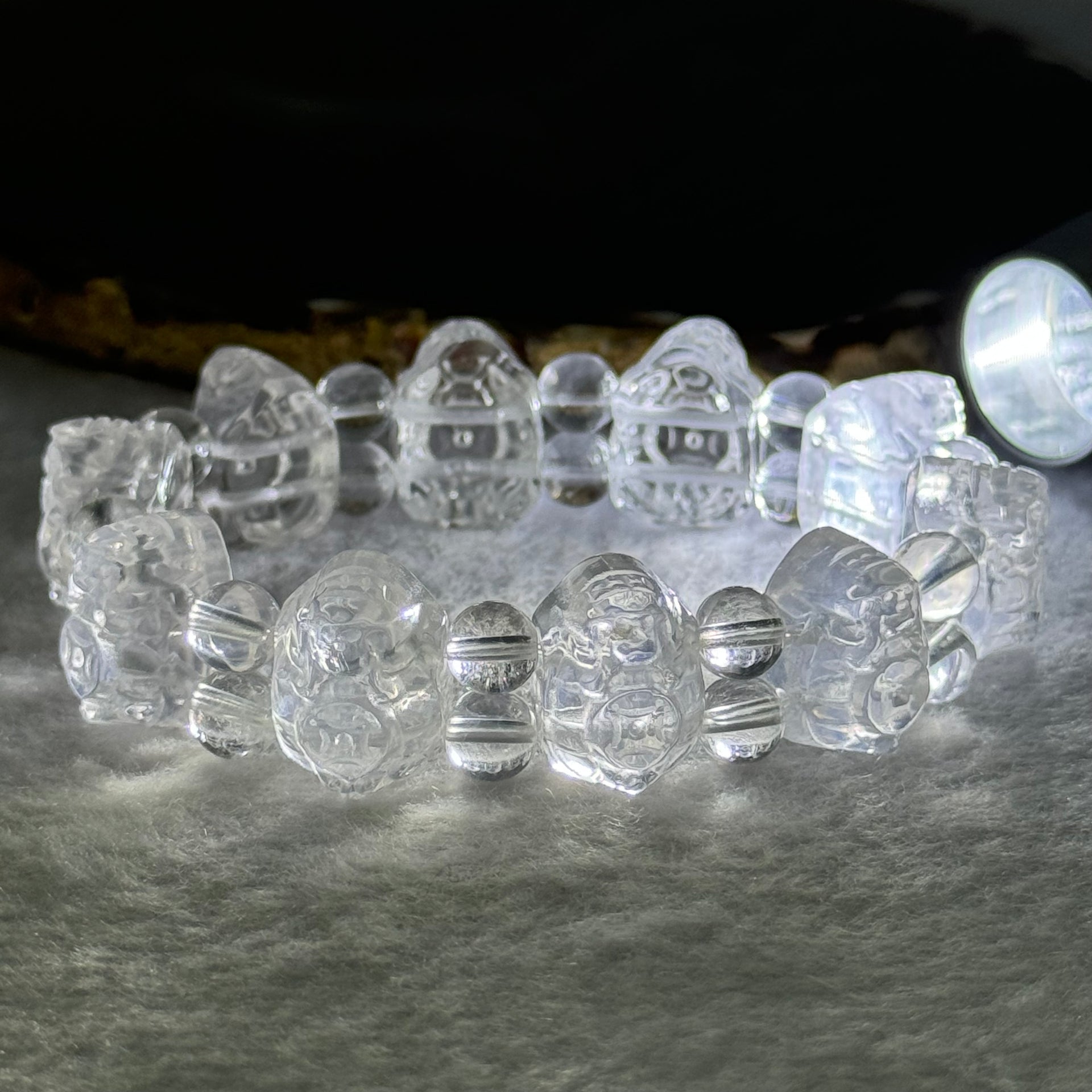 Natural Clear Quartz Dragon Turtle and Beads Bracelet 56.42g 17cm 17.9 by 13.2 by 11.7mm 10 Dragon Turtle - Huangs Jadeite and Jewelry Pte Ltd