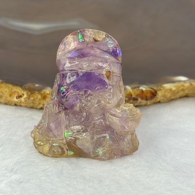 Acrylic with Amethyst Crystals Cai Shen Ye Mini 财神爷 Display 36.96g 40.3 by 29.0 by 42.0mm - Huangs Jadeite and Jewelry Pte Ltd