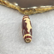 Natural Powerful Tibetan Old Oily Red and Yellowish White Agate Guan Yin Dzi Bead Heavenly Master (Tian Zhu) 观音天诛 8.61g 40.3 by 12.1mm - Huangs Jadeite and Jewelry Pte Ltd