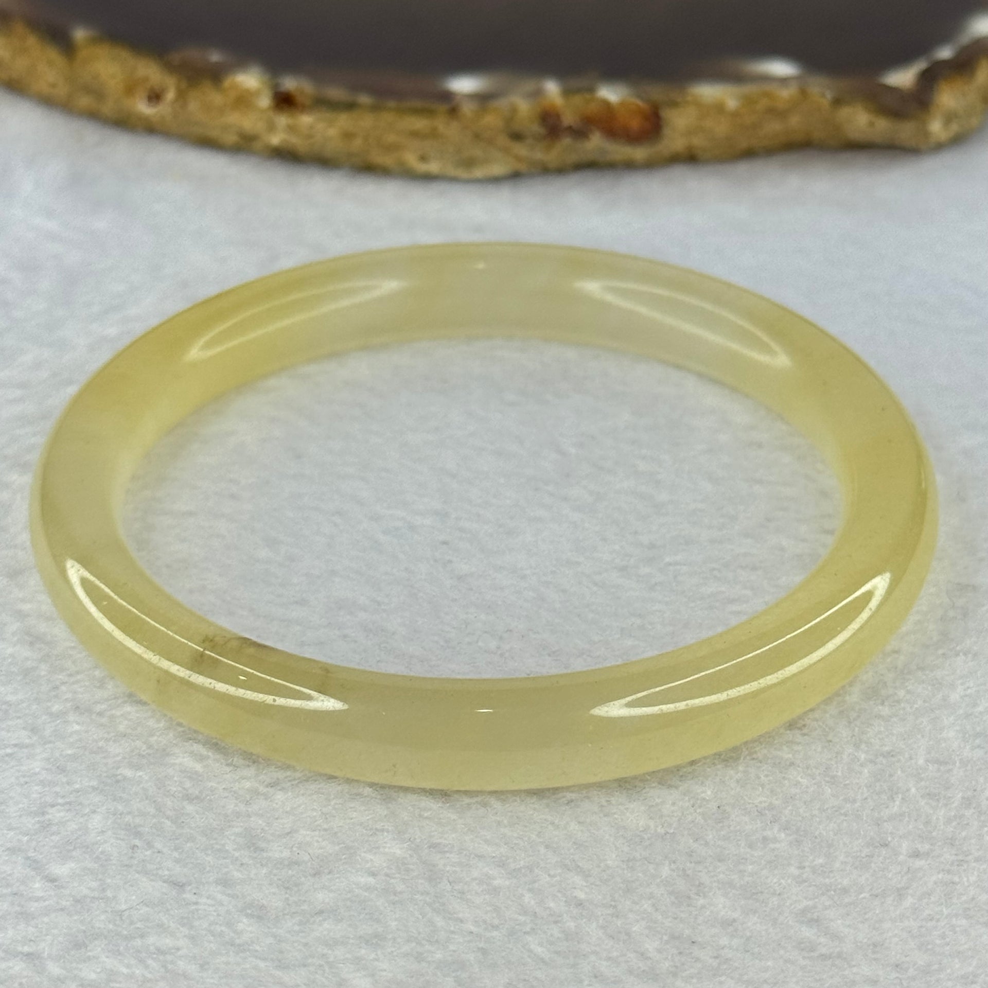 Transparent Yellow Quartzite Jade Bangle 天山玉手镯 Internal Diameter 62.0mm 33.28g 9.3 by 8.3mm - Huangs Jadeite and Jewelry Pte Ltd