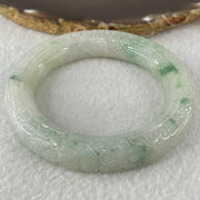 Type A Light Green with Blueish Green Piao Hua Jadeite Carved Floral FU and Ruyi Blessing Bangle 87.62g Internal Diameter 55.7mm 13.0 by 12.7mm (Internal Line) - Huangs Jadeite and Jewelry Pte Ltd