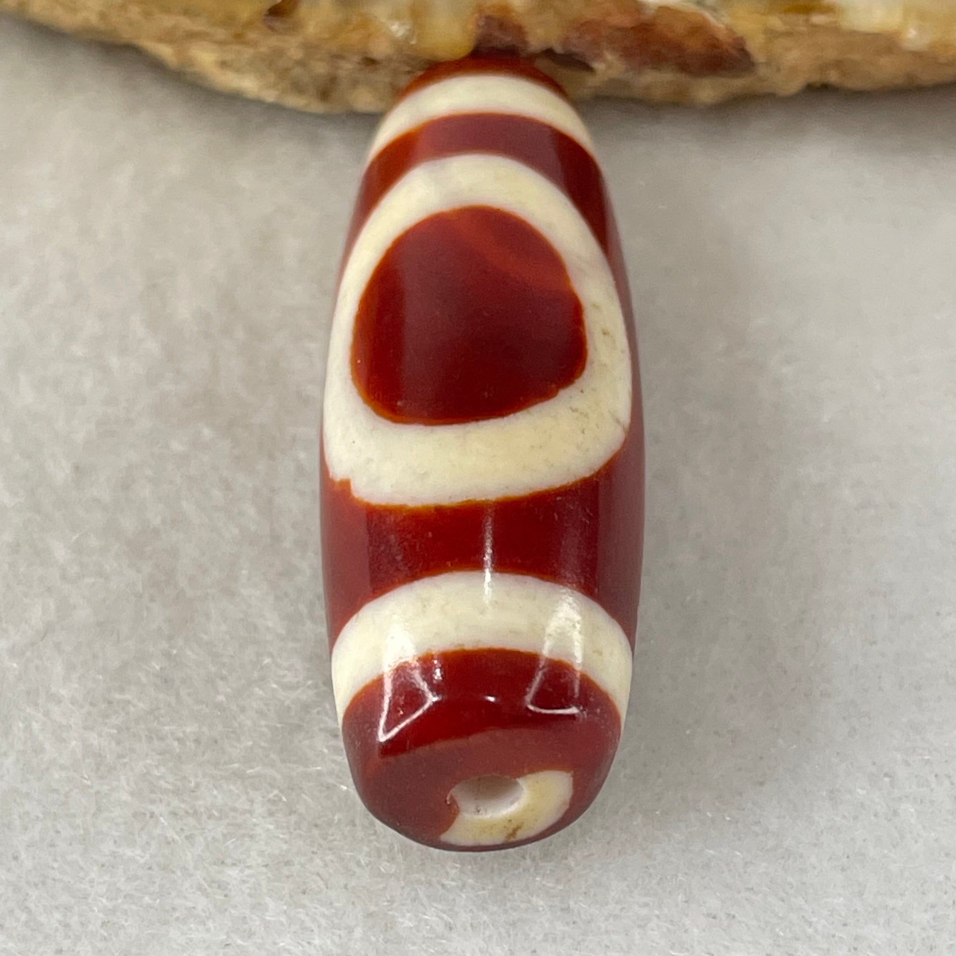 Natural Powerful Tibetan Old Oily Red White Agate One Eye Water Element Dzi Bead Heavenly Master (Tian Zhu) 一眼水元素天珠 10.07g 37.8 by 10.93g 37.8 by 13.7mm - Huangs Jadeite and Jewelry Pte Ltd