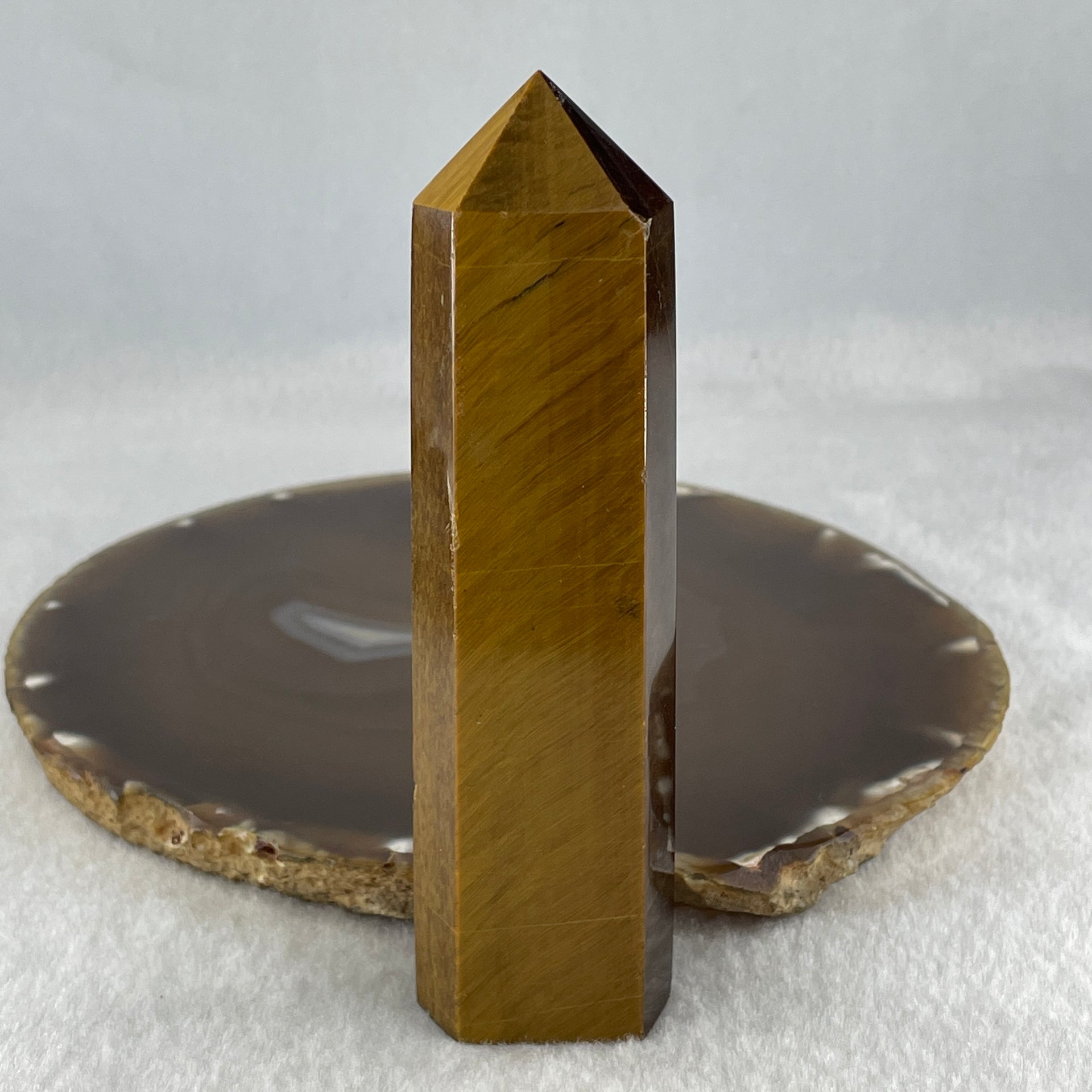 Good Grade Natural Yellow Tiger Eye Quartz Tower Display 142.38g 32.3 by 19.3 by 117.2mm - Huangs Jadeite and Jewelry Pte Ltd