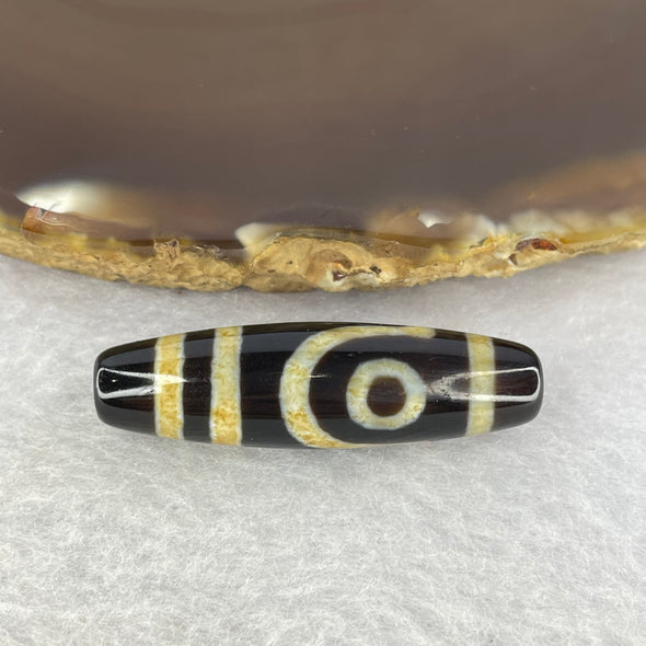 Natural Powerful Tibetan Old Oily Agate 2 Eyes Dzi Bead Heavenly Master (Tian Zhu) 二眼天诛 6.79g 38.6 by 11.1 mm - Huangs Jadeite and Jewelry Pte Ltd