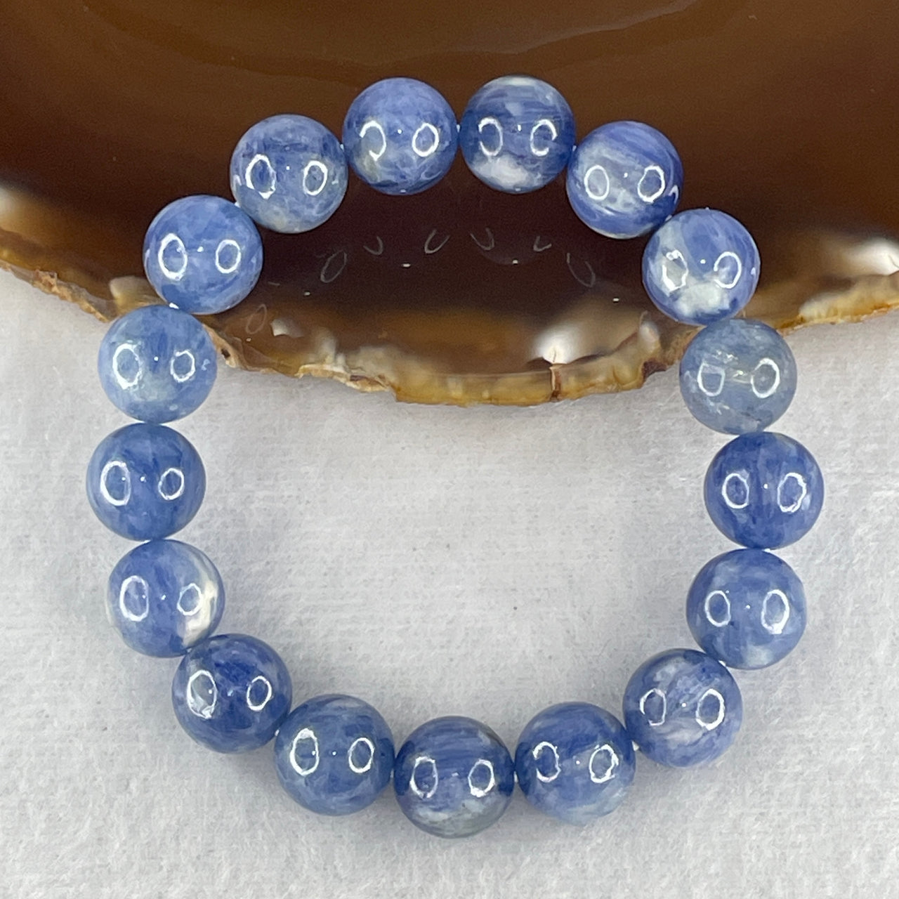 Natural Blue Kyanite Beads Bracelet 41.13g 15cm 11.1mm 17 Beads