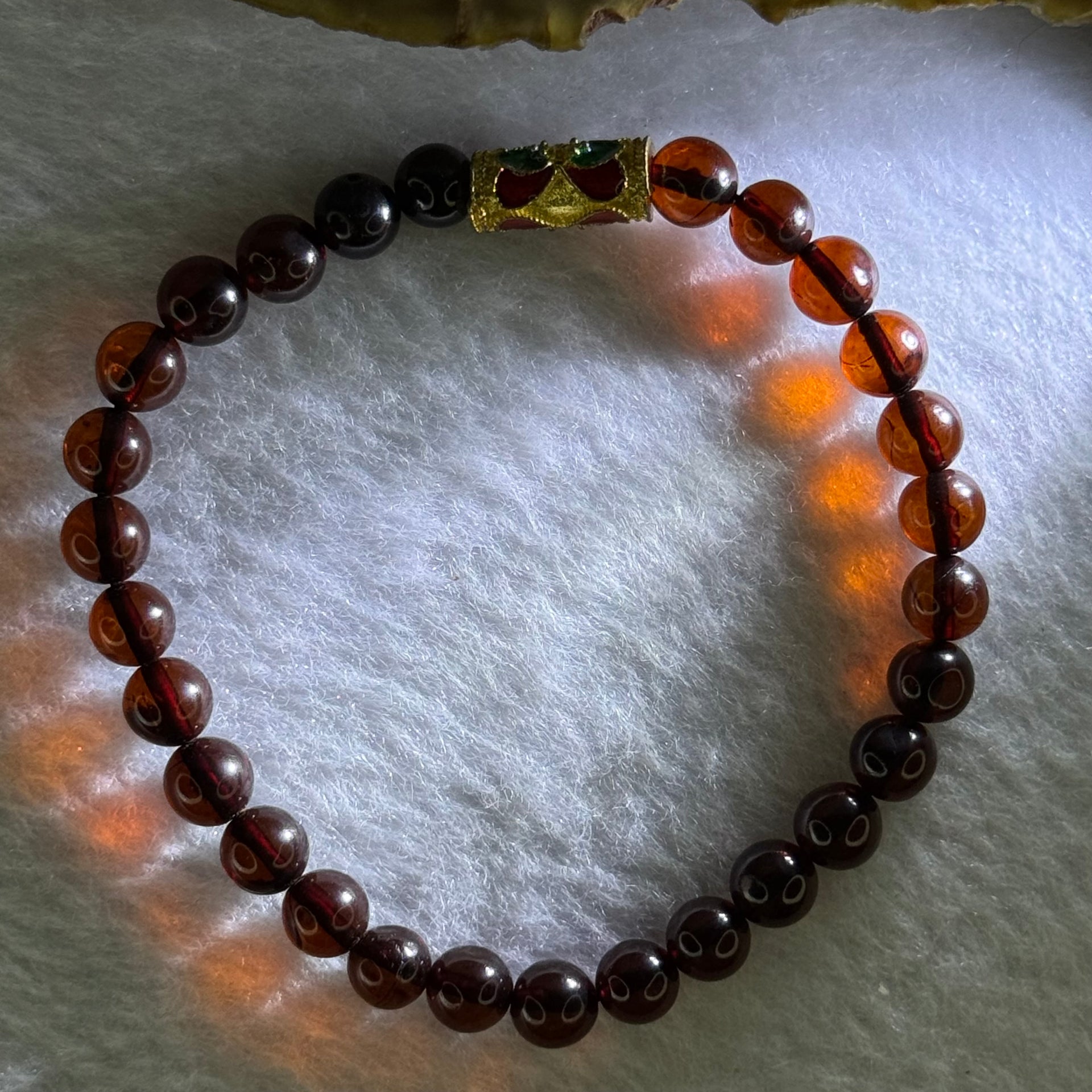 Natural Dark Red Blood Amber Beads Bracelet 天然血珀手链 4.85g 15.5cm 6.3mm 28 Beads - Huangs Jadeite and Jewelry Pte Ltd