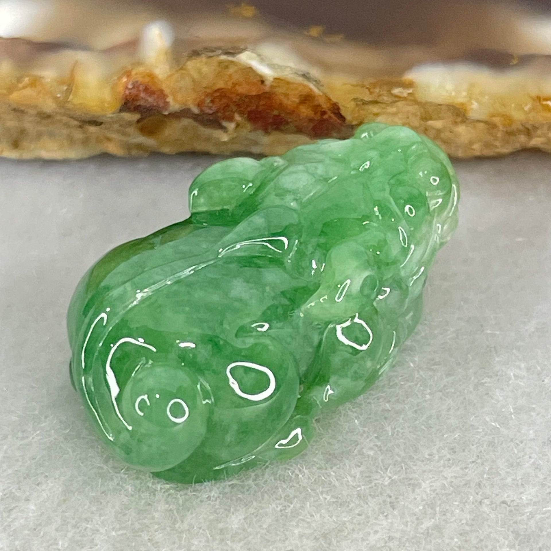 Type A Full Green Jadeite Pixiu Pendant Charm 6.42g 25.4 by 14.4 by 10.1mm - Huangs Jadeite and Jewelry Pte Ltd