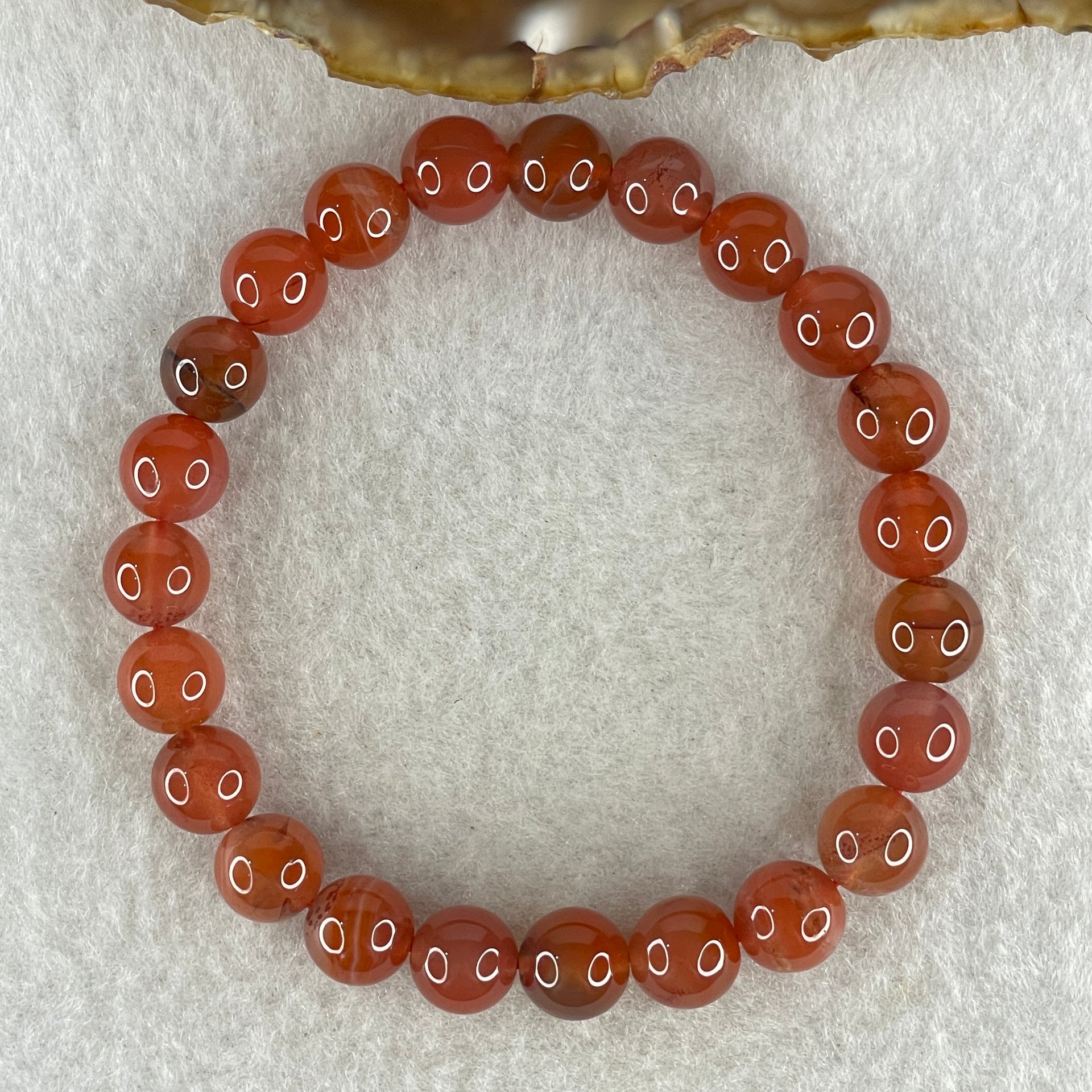 Natural Red Agate Beads Bracelet 16.91g 15cm 8.1mm 23Beads - Huangs Jadeite and Jewelry Pte Ltd