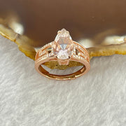 Pink Cubic Zirconia with Crystals In S925 Sliver Rose Gold Color Ring (Adjustable Size) 2.92g 12.5 by 6.6 by 5.5mm - Huangs Jadeite and Jewelry Pte Ltd