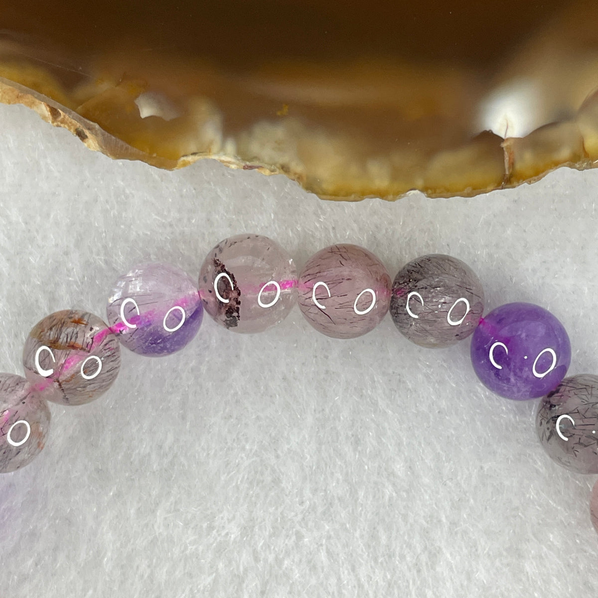 Certified Above-Average Grade Natural Super 7 Crystal Beads Bracelet | High-Density Multi-Bead Stackable Strand | Authentic Sacred Seven Multi-Mineral Inclusions Quartz Spiritual Catalyst & Auric Shield Bracelet (16.28g | 16.5cm Length | 7.8mm | 26 Beads)