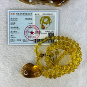 Natural Yellow Amber Foot Pendent 32.5 by 24.2 by 19.5mm with Yellow Amber Beads Necklace 6.9mm 104 Beads Total 22.56g - Huangs Jadeite and Jewelry Pte Ltd