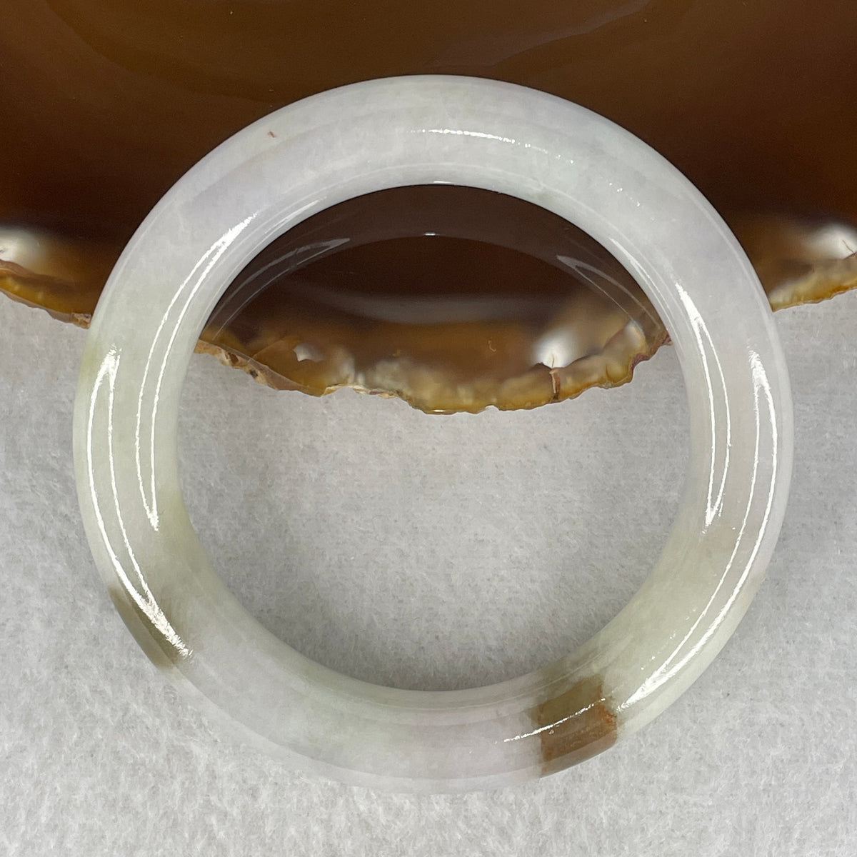 Natural Type A Jadeite Bangle | Full Round Lavender & Brownish (61.62g | 52.4mm Inner Diameter | 11.4 x 10.9mm | Close to Perfect)