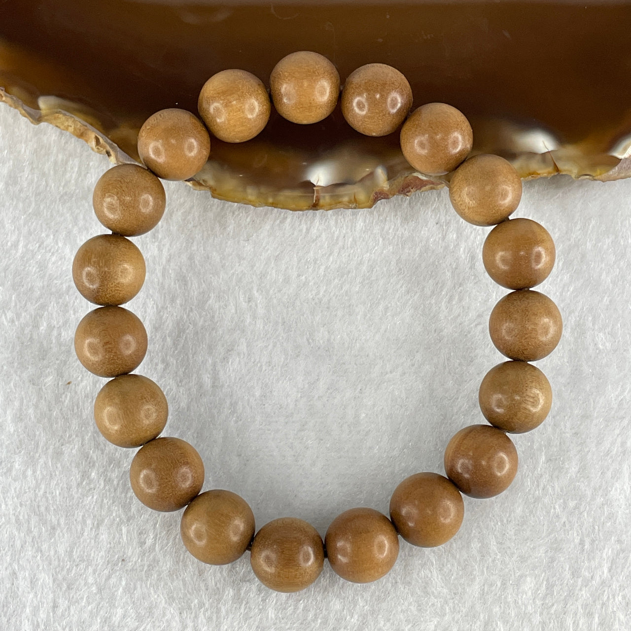 Certified Natural India Old Tree Sandalwood Beads Bracelet 8.51g 15.5cm 10.2mm 19 Beads