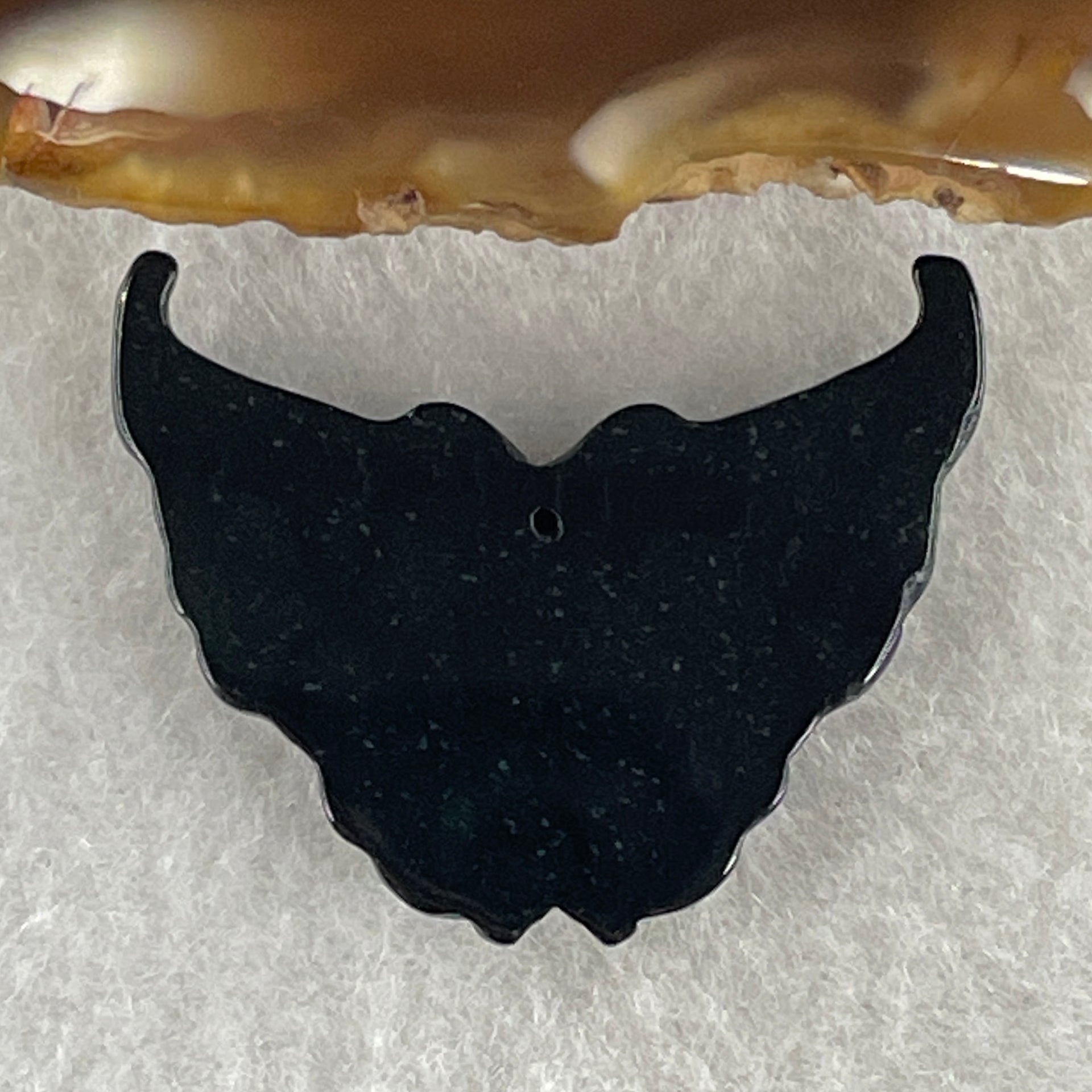 Type A Opaque Black Omphacite Butterfly Pendant Charm 5.11g 29.8 by 23.3 by 6.0mm - Huangs Jadeite and Jewelry Pte Ltd