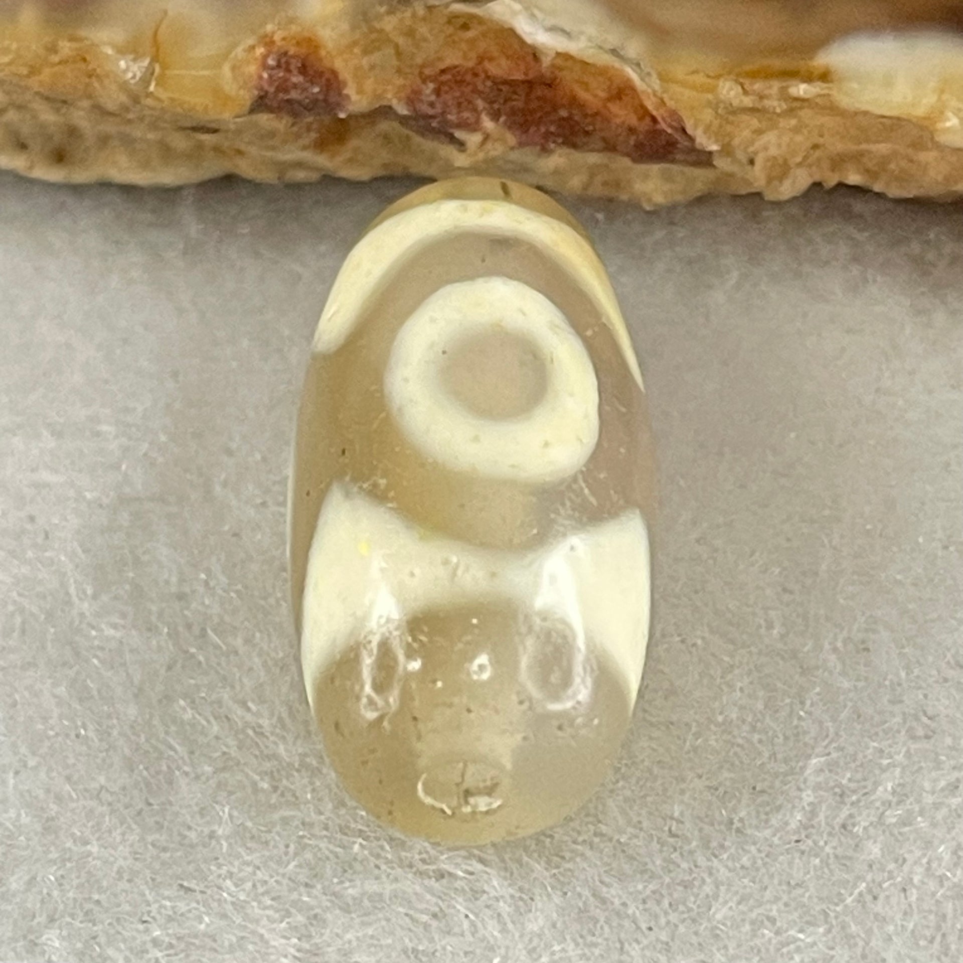 Natural Powerful Tibetan Old Oily Agate 3 Eyes Dzi Bead Heavenly Master (Tian Zhu) 三眼天诛 3.05g 20.1 by 10.2mm - Huangs Jadeite and Jewelry Pte Ltd
