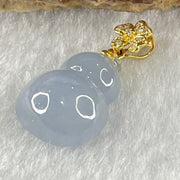 Type A Semi Icy Deep Lavender Jadeite Hulu and Diamonds in 18K AU750 Yellow Gold Four Leaf Clover Pendant 2.19g 15.8 by 11.9 by 6.2mm - Huangs Jadeite and Jewelry Pte Ltd