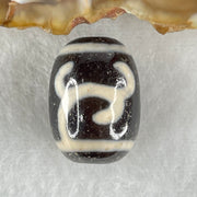Natural Powerful Tibetan Old Oily Black White Agate Green Tara Dzi Bead Heavenly Master (Tian Zhu) 绿度母天珠 4.46g 17.8 by 12.9mm - Huangs Jadeite and Jewelry Pte Ltd