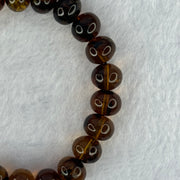 Natural Dark Brownish Yellow Flower Amber Beads Bracelet 天然顺琥珀手链 12.50g 17cm 10.7mm 23 Beads - Huangs Jadeite and Jewelry Pte Ltd