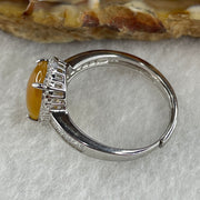 Type A Yellow Jadeite Ring in S925 Sliver with Cubic Zirconia 2.46g 10.0 by 7.5 by 3.0mm (Adjustable Size) - Huangs Jadeite and Jewelry Pte Ltd