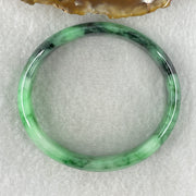 Type A Natural Old Mine Spicy Green with Dark Green Piao Hua Flora Jadeite Oval Bangle 26.28g 131.60cts Inner Diameter 52.55mm 46.90 by 5.40mm with NGI Cert 63804952 (Very Very Slight Internal Lines) - Huangs Jadeite and Jewelry Pte Ltd