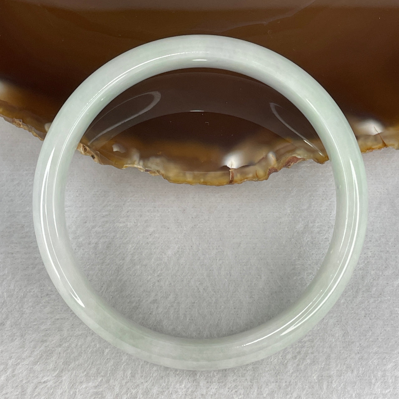 59.8mm Genuine Type A Jadeite Bangle - Large Size Faint Green Lavender Natural Jadeite Jewelry - 43.82g Wide Untreated Jade Bracelet for Women 12.3x7.2mm Wide (Slight Internal Lines)